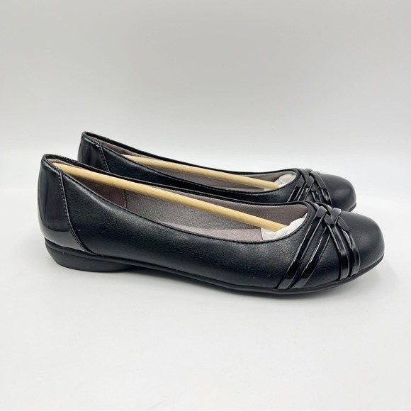 NEW LifeStride Womens Size 6 Black Vegan Faux Leather Aliza Ballet Flats Shoes - Picture 2 of 13